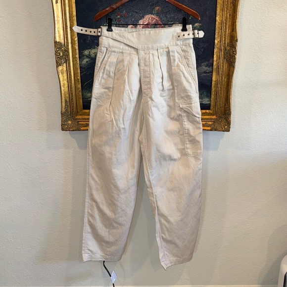 Banana Republic Heritage Explorer Pants Cream High Waist Cargo Style Belted 10 - Picture 3 of 8